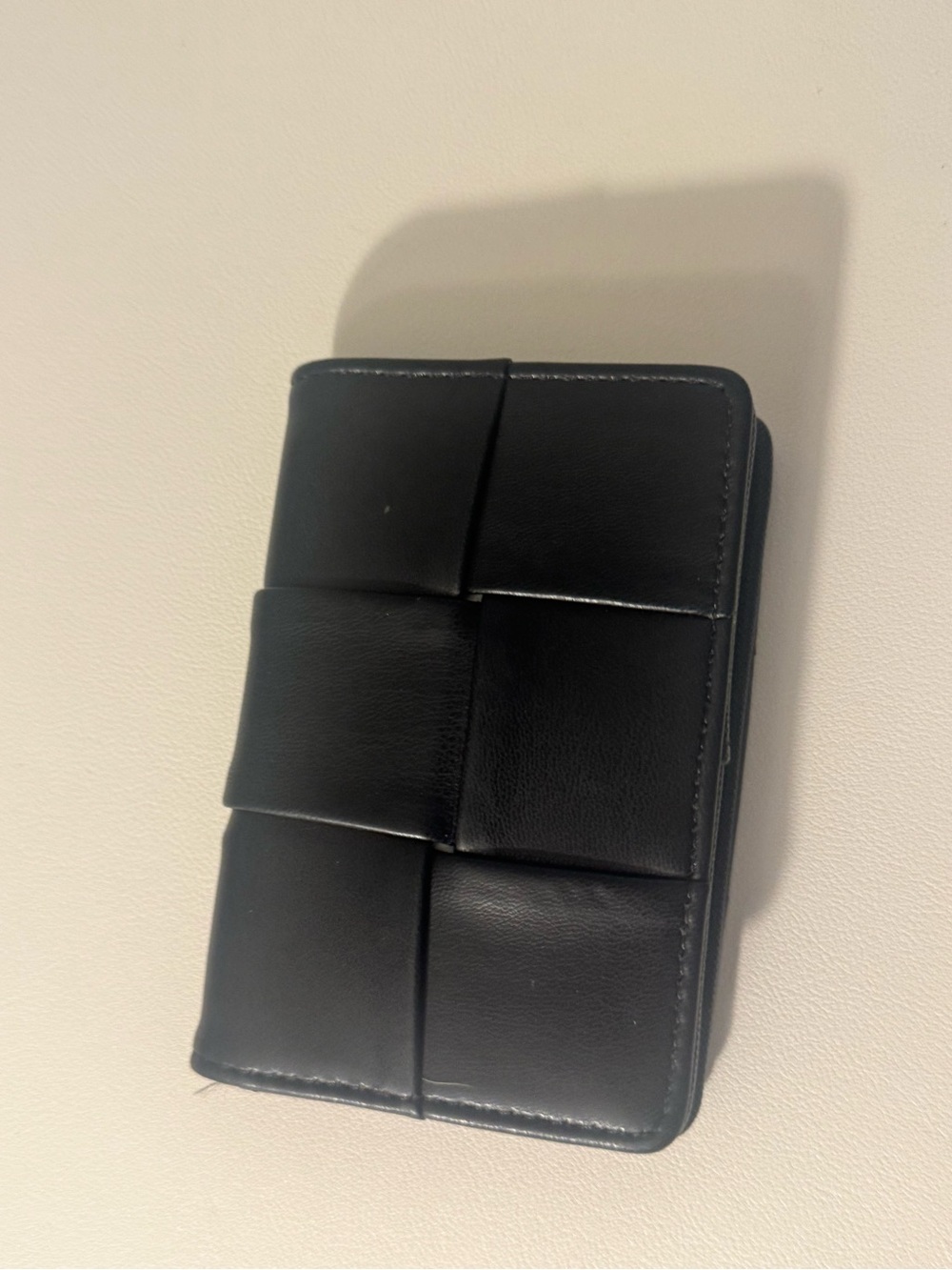 Black Woven Vegan Leather Card holder/wallet